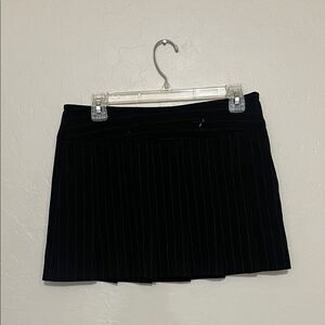 Vintage Y2K Black White Pinstripe Pleated Skirt Academia Siren Officecore